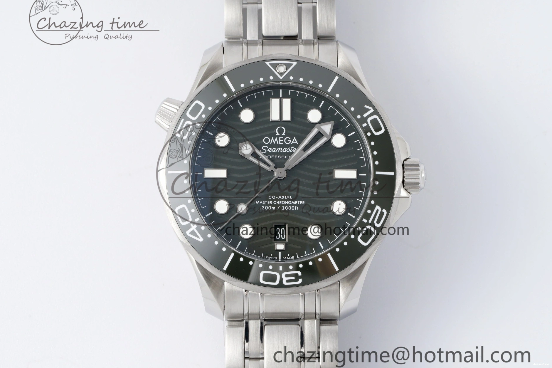 0322 Seamaster Diver 300M ZF 1:1 Best Edition Green Ceramic Green Dial on SS Bracelet A BestValue 7825